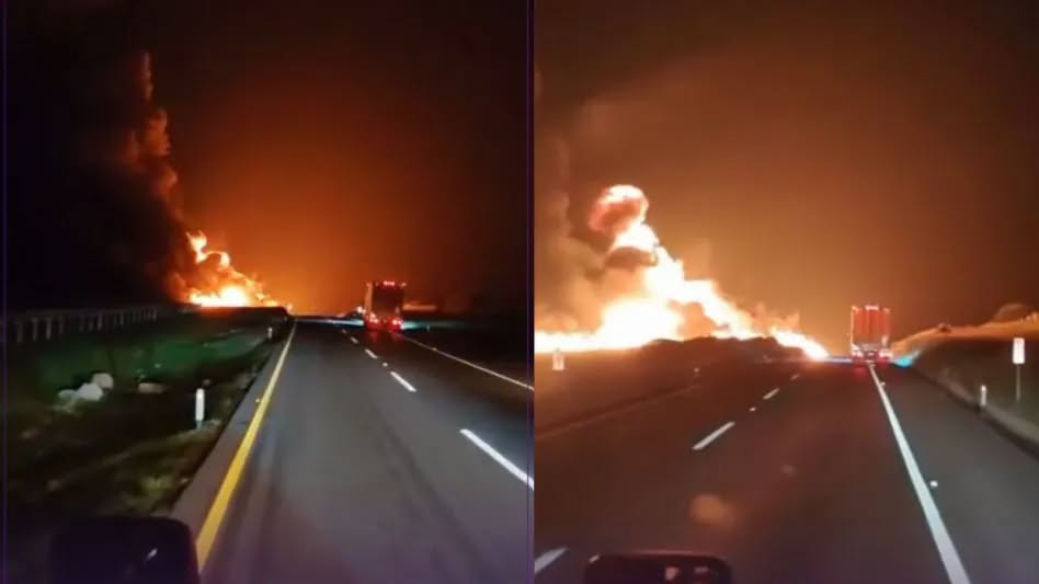Explosión de pipa con diésel colapsa la carretera 57; caos vial llega hasta Guanajuato